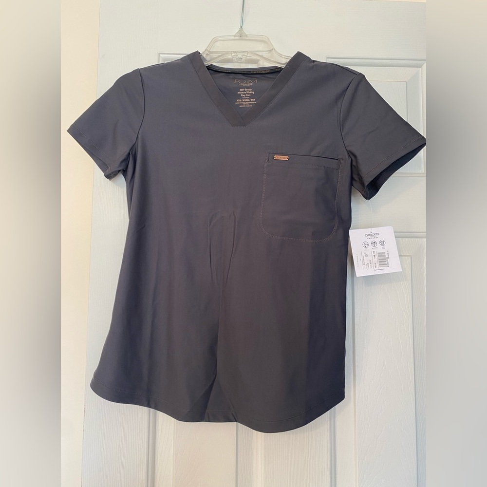 Cherokee Charcoal V-Neck Scrub Top